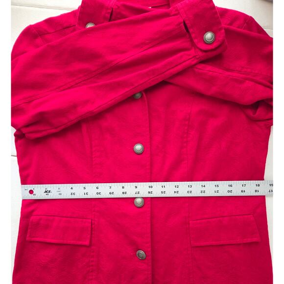 Red Paisley Boho Jacket Colorful Cotton Pockets Buttons Lightweight Collared - Picture 10 of 14